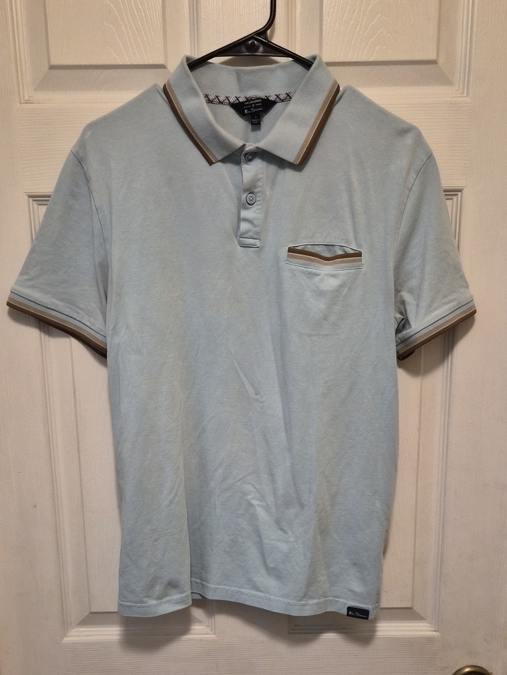 Ben Sherman Light Blue Polo with Brown & White Trim